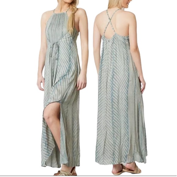 O'Neill Dresses & Skirts - O’Neill striped green drawstring maxi dress